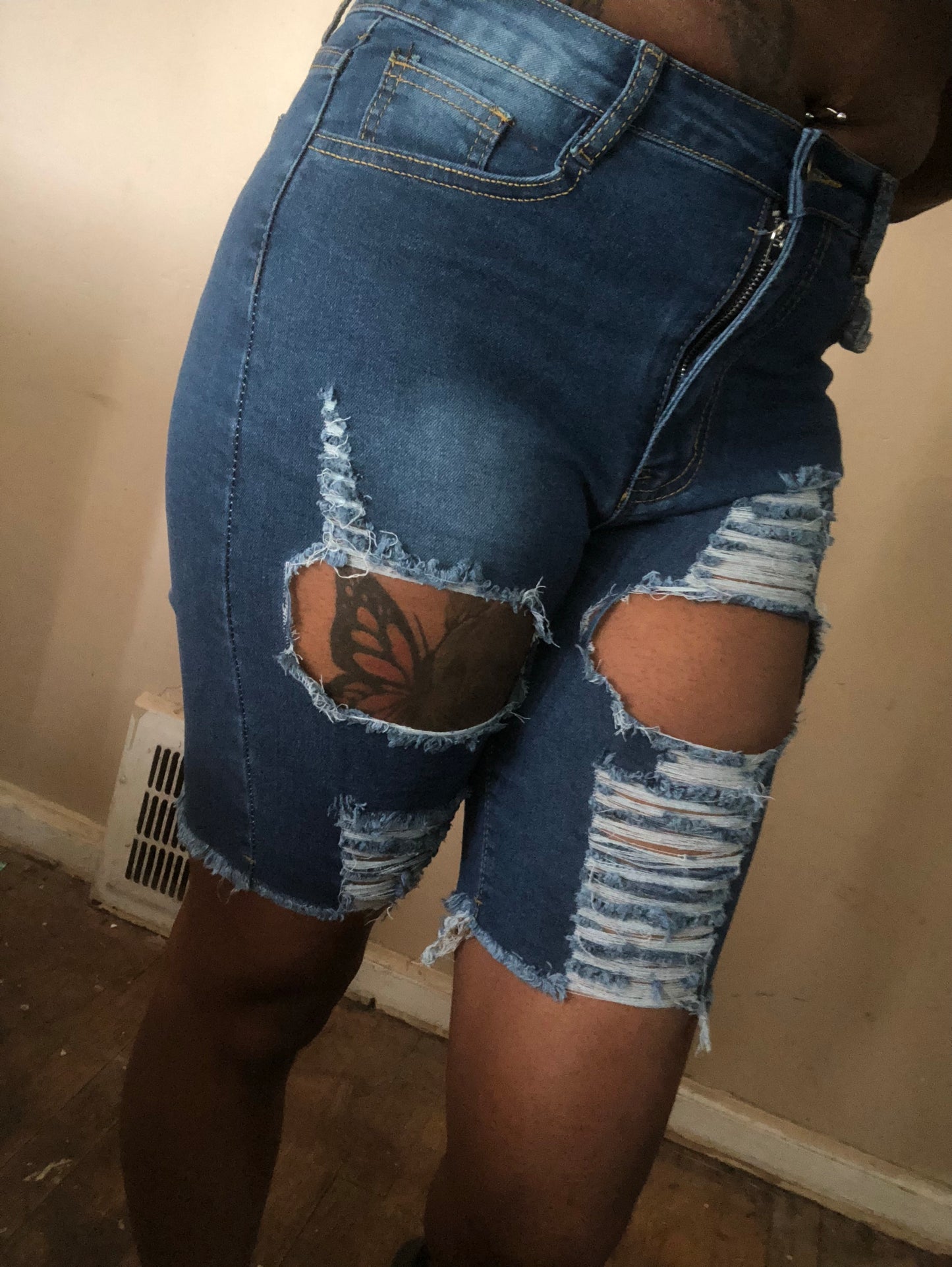 A little distressed shorts