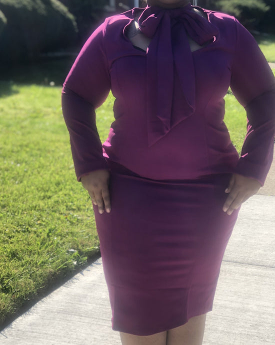 Purple Bow dress plus size
